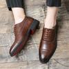 Men's Dress Shoes Red Sole Leather Shoes Pointed Party Shoe Lace-up Office Oxfords Casual Wedding Shoe Retro Business Men Shoes