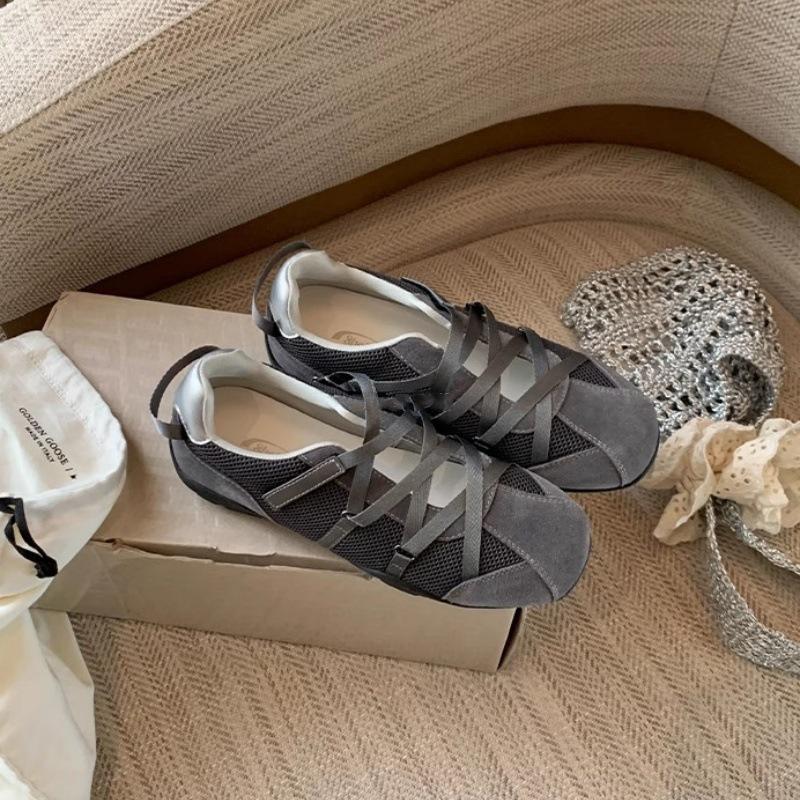Cowhide version of Korean blogger cross-band functional style ballet Mary Jane shoes casual sports shoes women's breathable German training shoes