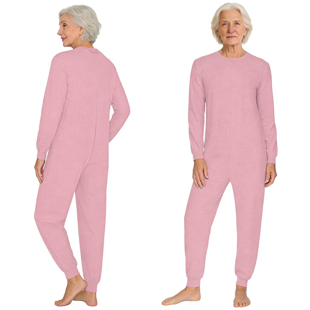 Unisex Yaşlı Anti Strip Adaptif Tulum Bisiklet Yaka Uzun Kollu Arka Fermuarlı Uzun Pantolon Tek Parça Tulumlar