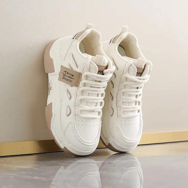 Height Increasing Platform Medium Heel Shoes Women's Heels 34 Size Brown Sneakers For Women Sports Functional Mobile Shoess