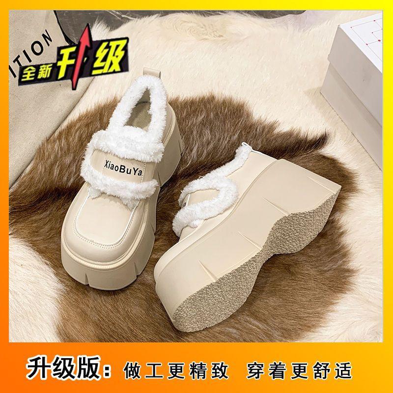 Thick-soled student velvet inner height-increasing women's shoes 2025 winter new sports and leisure shoes versatile high-heeled warm cotton shoes