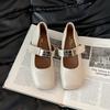 Versatile temperament One-word buckle square head shallow mouth single shoes women's summer fashion heightening buckle thin wedge heel Mary Jane shoes