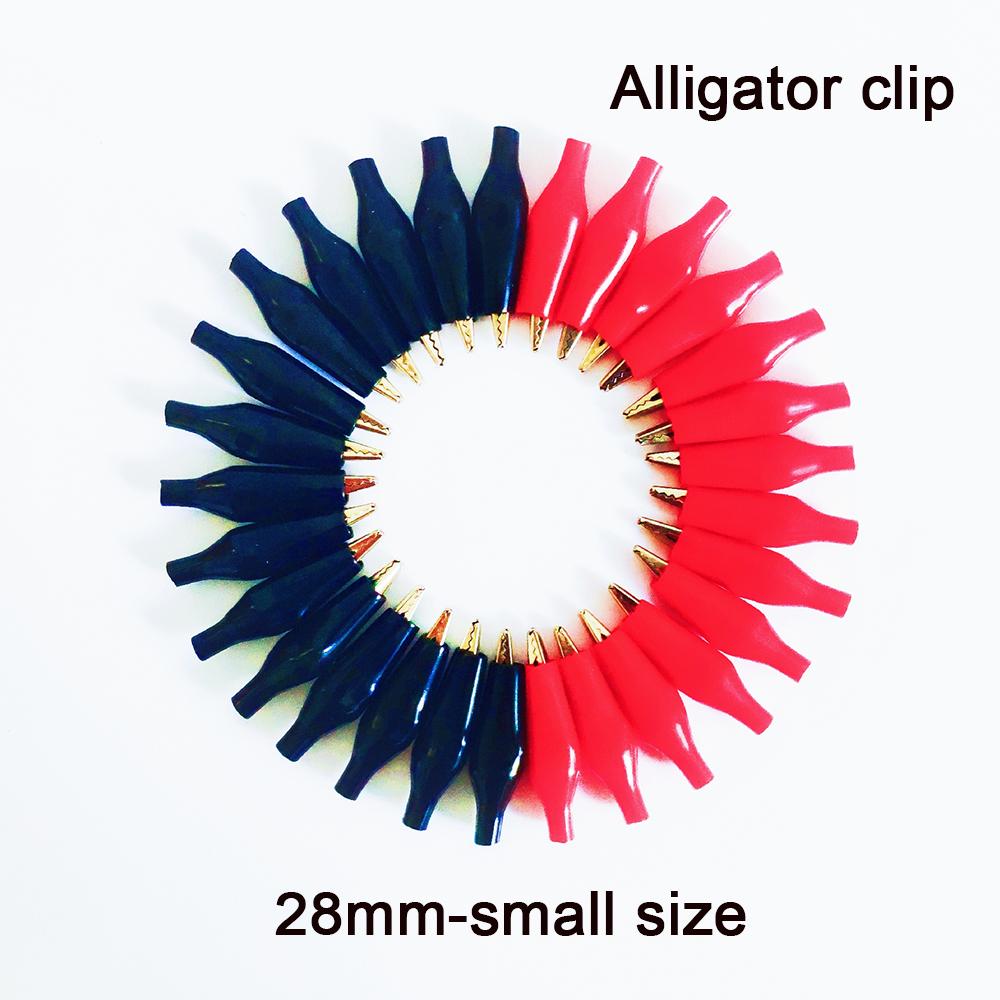 

28mm Black and Red Crocodile Clip 10pcs/lot G98 Electrical Clamp for Testing Probe Meter with Plastic Boot Metal Alligator Clip