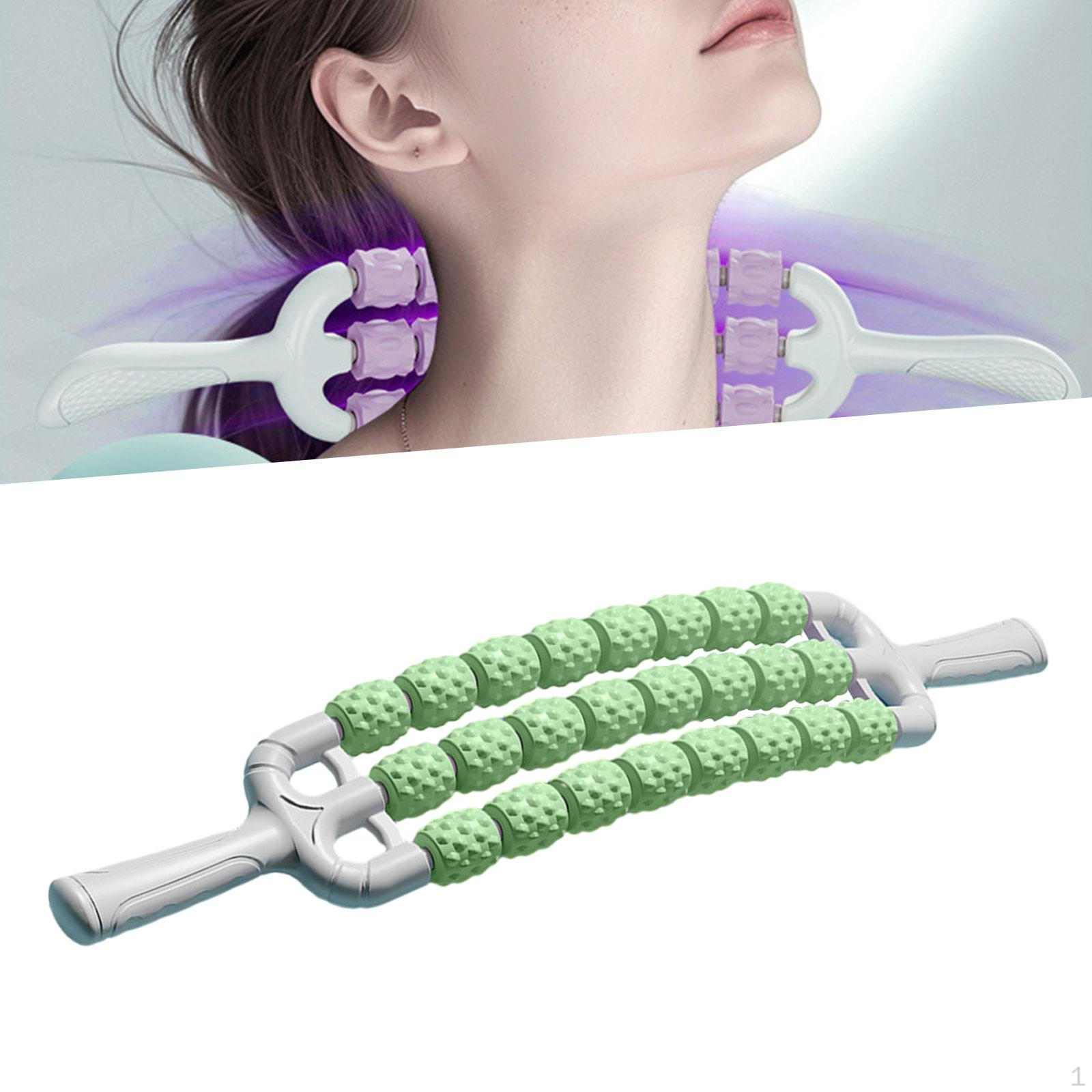 

Bendable 3 Rows Manual Massage Roller 46x9cm Accessories Lightweight for Leg and Back Muscle Fitness зелений