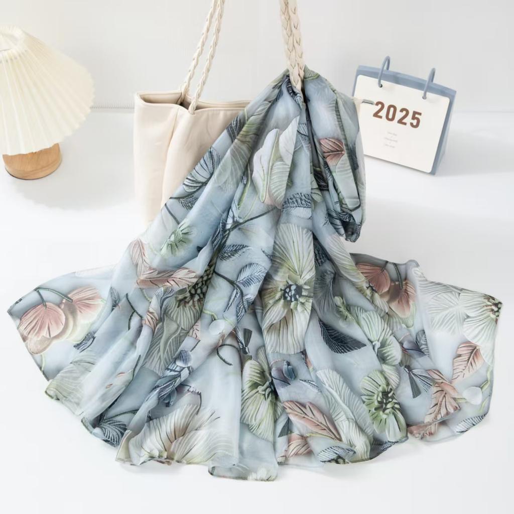 New Silk Scarf Female Fashion Beach Pashmina Bufanda Folral Women Shawl Wraps Bandana Ladies Scarves Large Foulard big Echarpe