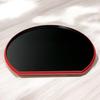 Tray Black with Red Rim and Red Brushed Lacquerware Made in Japan J-kitchens 1-shaku (33.3cm) Half-moon Double-Sided (Tray) Top, Black, (ABS Resin),
