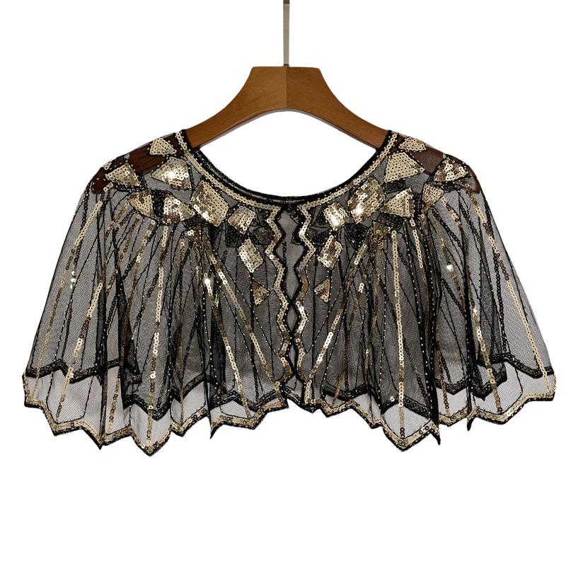 

Винтажное платье с пайетками: Сетчатая шаль-кардиган для женщин золотой