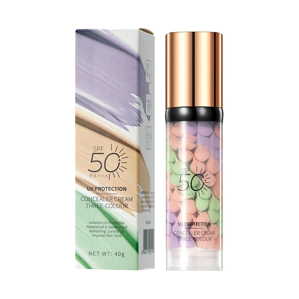 Crema de protecție solară cu trei culori și poate uniformiza nuanța pielii și acoperă eficient imperfecțiunile, 40g