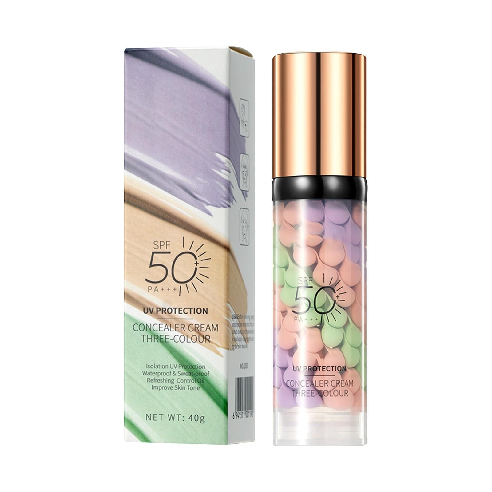 

Трехцветный солнцезащитный крем, который выравнивает тон кожи и эффективно маскирует недостатки, 40 г One Size белый