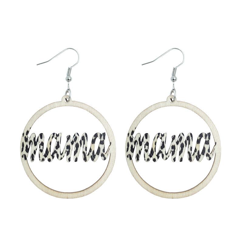 Mother'S Day Wooden Earrings Mother'S Day Word Earrings