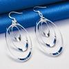 Stylish 925 Sterling Silver Delicate Three-Layer Oval Earrings for Women - Charming Party Gift Accessories