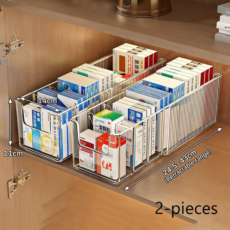 Clear Expandable Medicine Organizer Box Adjustable PET Plastic Drawer Divider Storage Container For Pills Vitamins Cosmetics Fit
