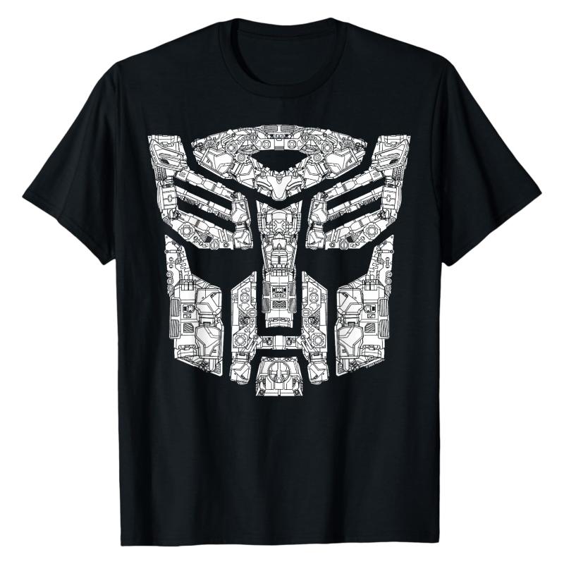 

Transformers Mechanical Blueprint Tech TShirt Autobot Insignia Printed Crew Neck Cotton Oversized Trendy High Street Tops L