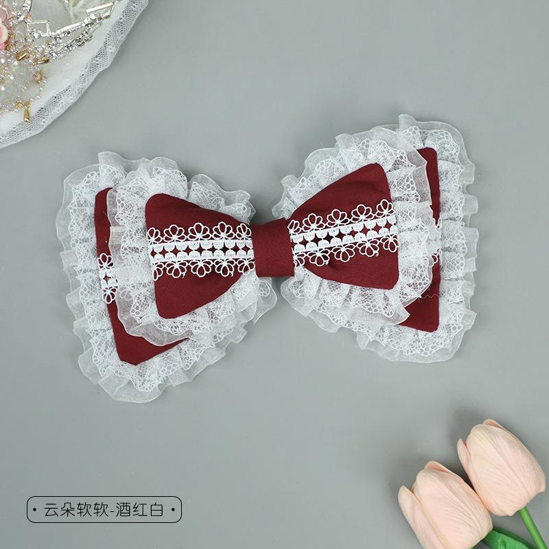 Handmade Cute Girl Hair Accessories Lolita Hairpin Soft Sister Headgear Olita Lace Bow Hairpin