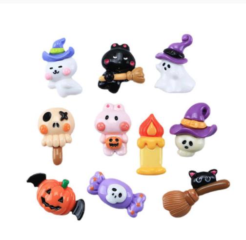 Halloween Theme Resin Pumpkin Bear Ghost Candle Cabochons Party Home Decor Hair Bow Center Ornament Jewelry Beads