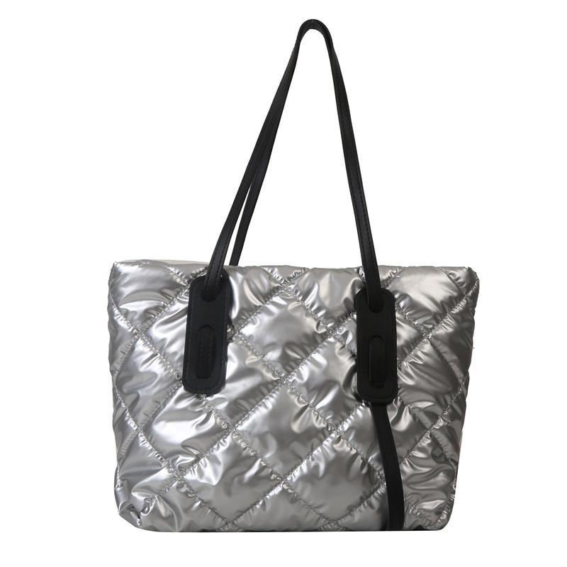 Chic Large Capacity Quilted Cotton Tote Bag For Women Trendy Street Style