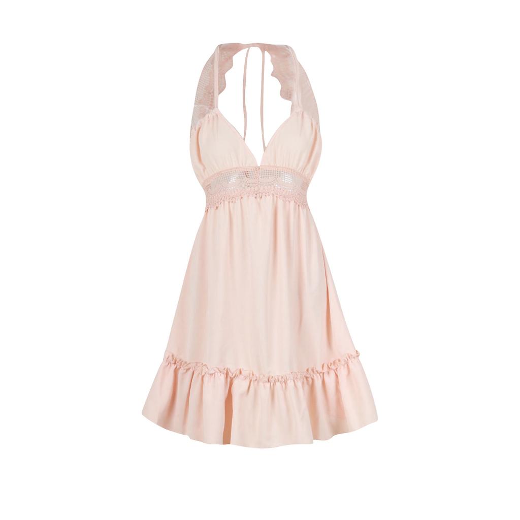 Women Casual Sexy Suspender Skirt Girly Waist Hollow Lace Dress