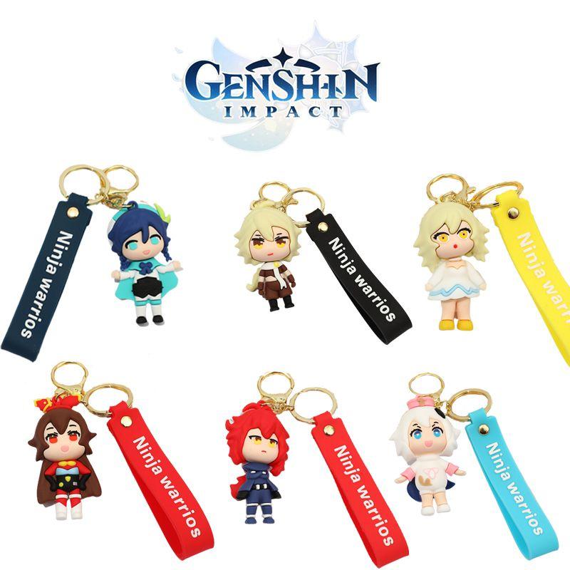 Vibrant Genshin Impact Amber Venti Keychain Toy Paimon Key Ring Bag Pendant Gifts