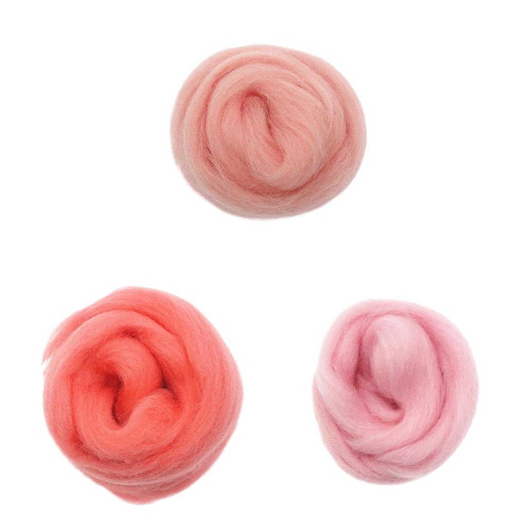3Pcs Handmade Wool Felt Roving Fiber Weaving Materials 10g