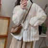 Lamb Wool Coat Women Winter Thick Imitation Otter Rabbit Hair Loose Plush Horn Buckle Round Collar W All-match Student