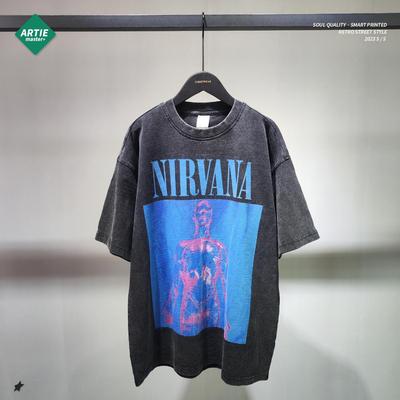 Camiseta masculina de manga curta com estampa retrô Nirvana da ARTIE