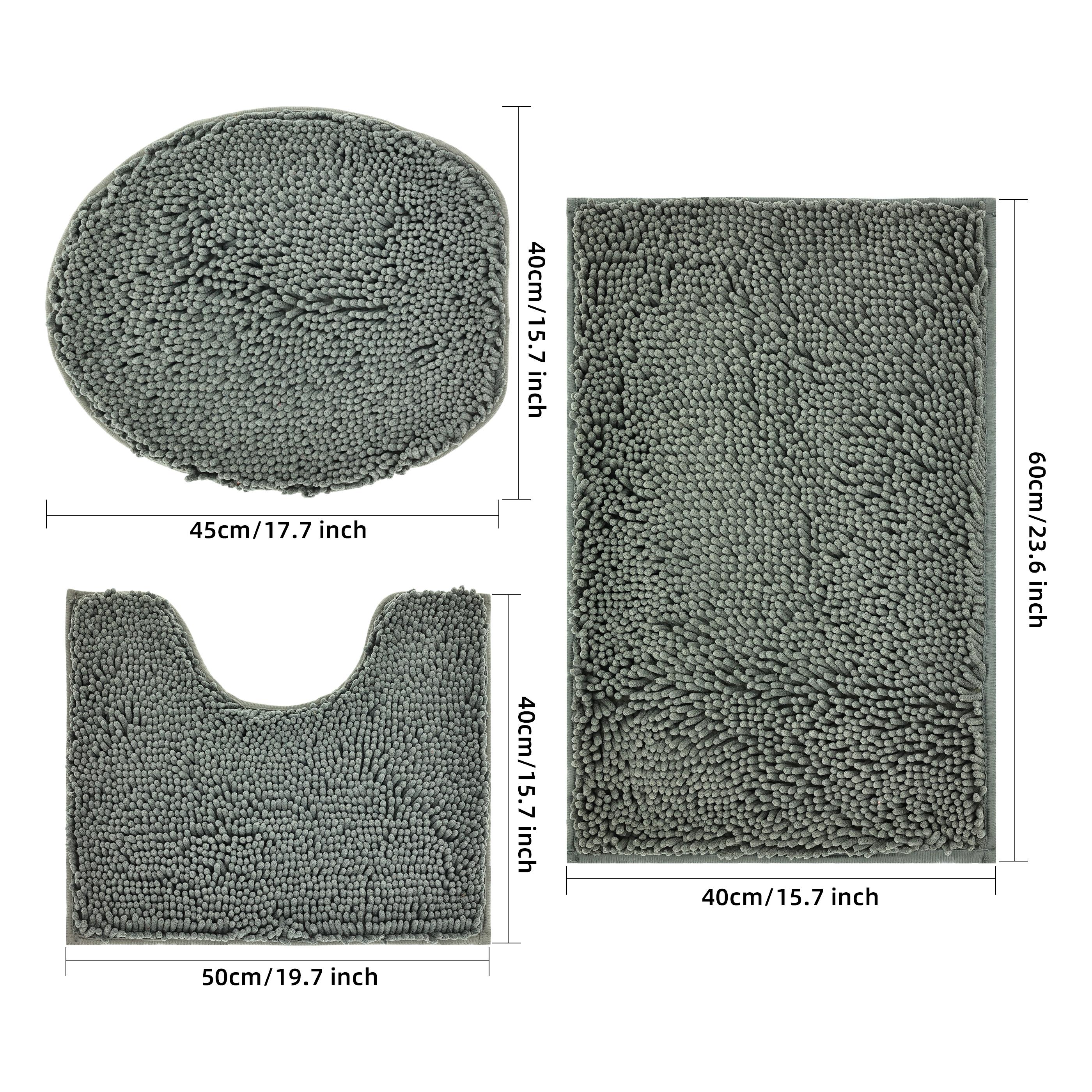 

Коврик для ванной из шенилла, впитывающий противоскользящий коврик для ванной, коврик для ног в форме буквы U, крышка унитаза, противоскользящий коврик из термопластичной резины 3-piece set