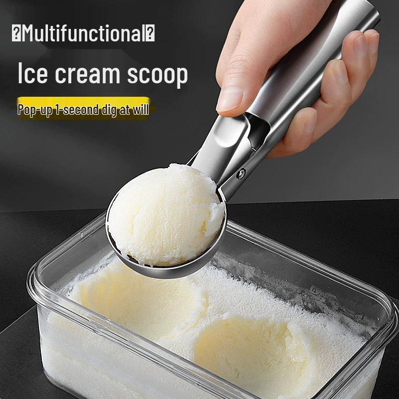 Stainless Steel Spring-Loaded Ice Cream and Fruit Baller Scoop (Large Size)