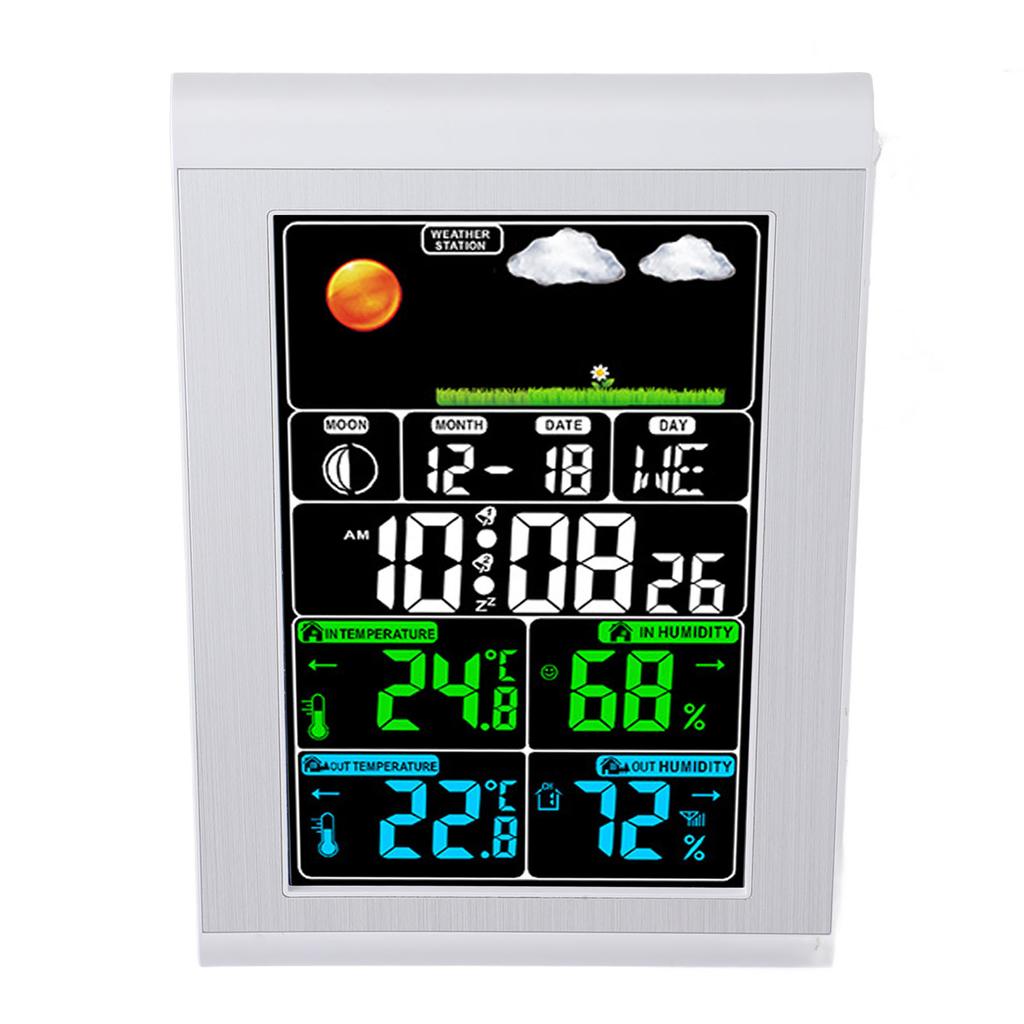 Weather Clock Wall Digital Display Garden Monitoring Indoor Outdoor Temperature Humidity Meter