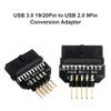 USB 3.0 20-Pin To USB 2.0 9-Pin Adapter Motherboard Front Panel Connector Converter Computer Accessories