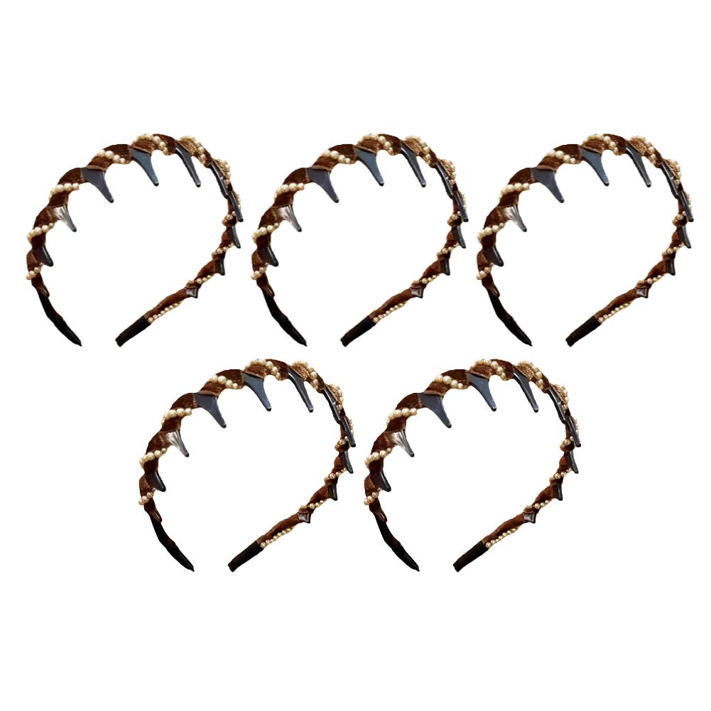 Artificial Pearl Hairband Diamond-Studded Wavy Headband Vintage Hairs Bands Women Hair Accessories