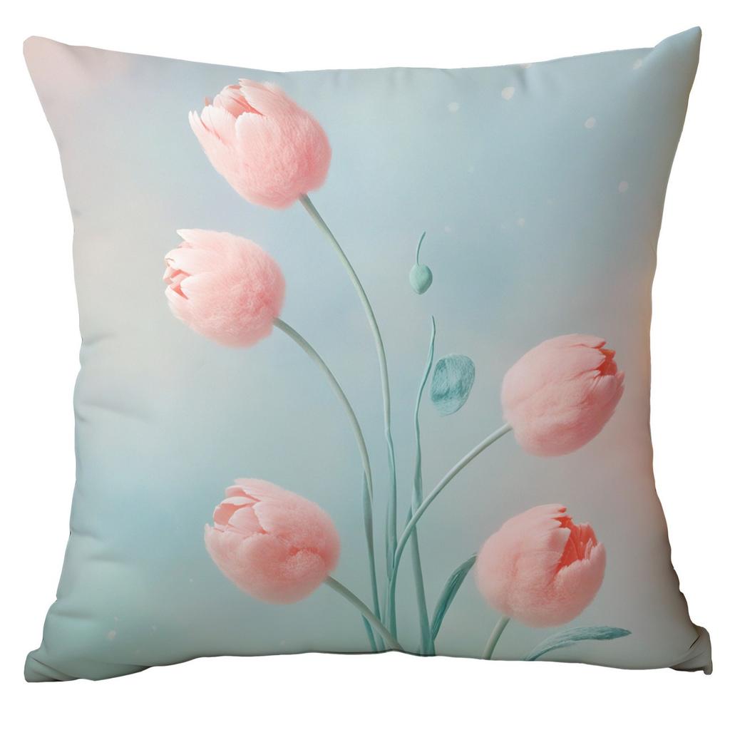 New 3D Imitation Plush Tulip Pillow Case Fresh Home Living Room Sofa Cushion Cover Premium Durable Quality Useful