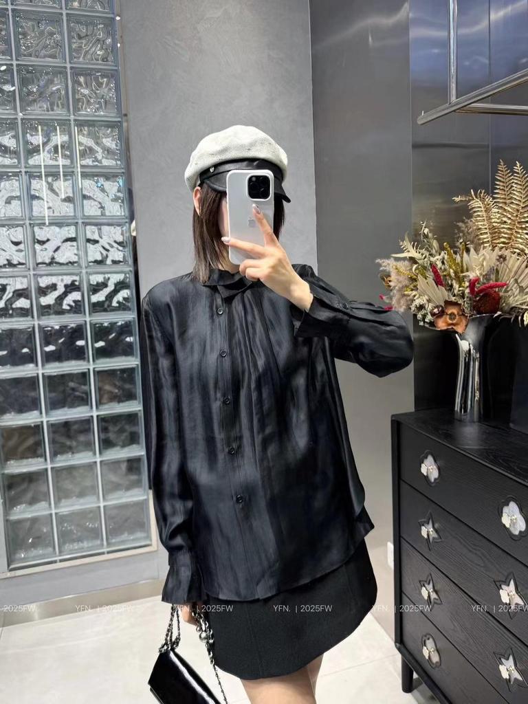 Elegant Silk Brocade Ruffle Collar Blouse for Women - Spring 2026 Arrival