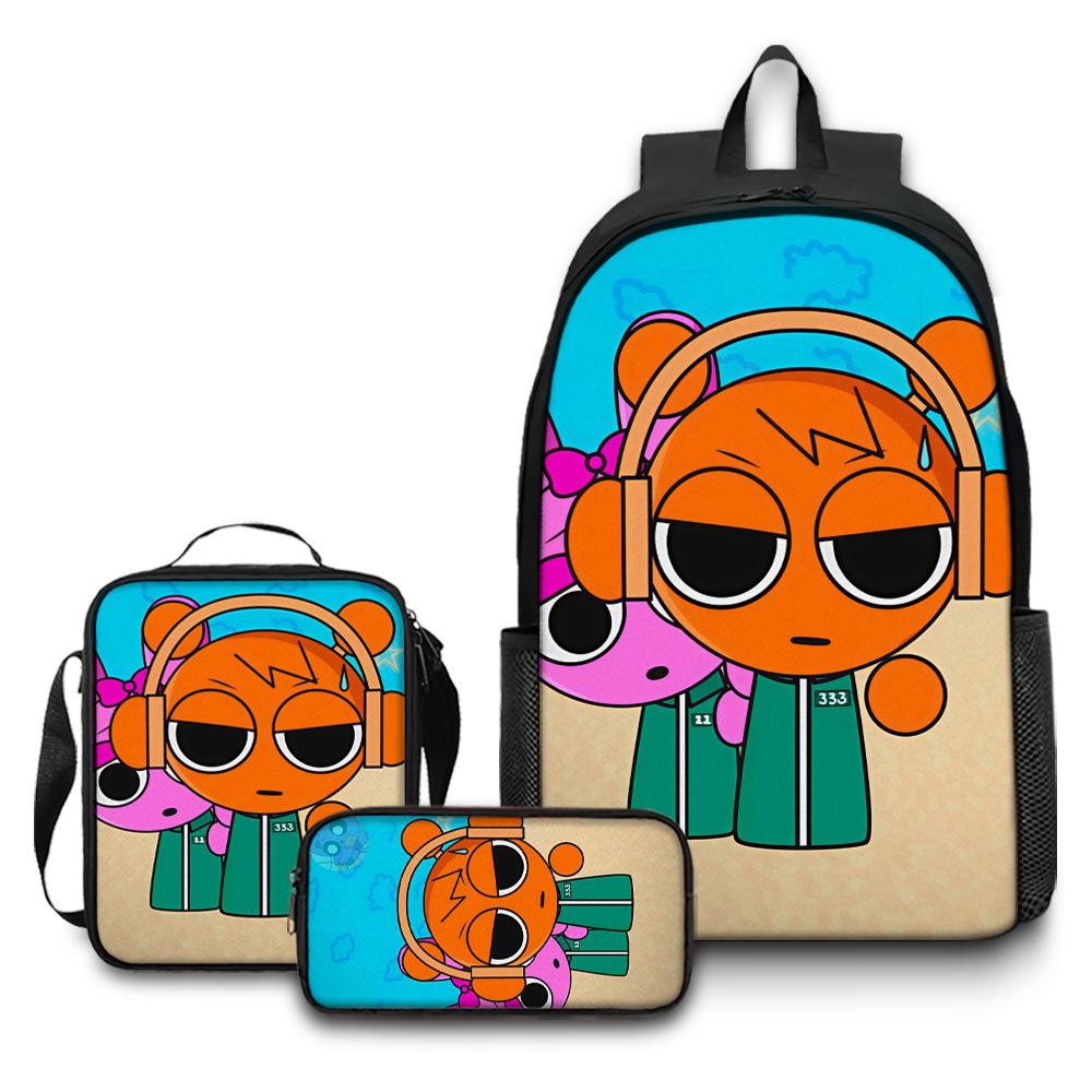 Rhythm Box Game Merchandise Schooltas Sprunki Cartoon Rugzak Lunchtas Etui Drie Delig Set