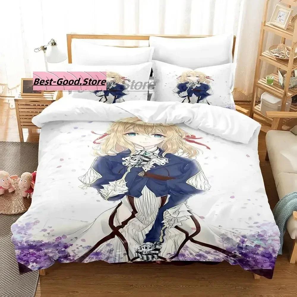 Violet Evergarden Bedding Set Single Twin Printed Bed Set With Pillowcase Duvet Cover Soft Single Double Queen Super King Size