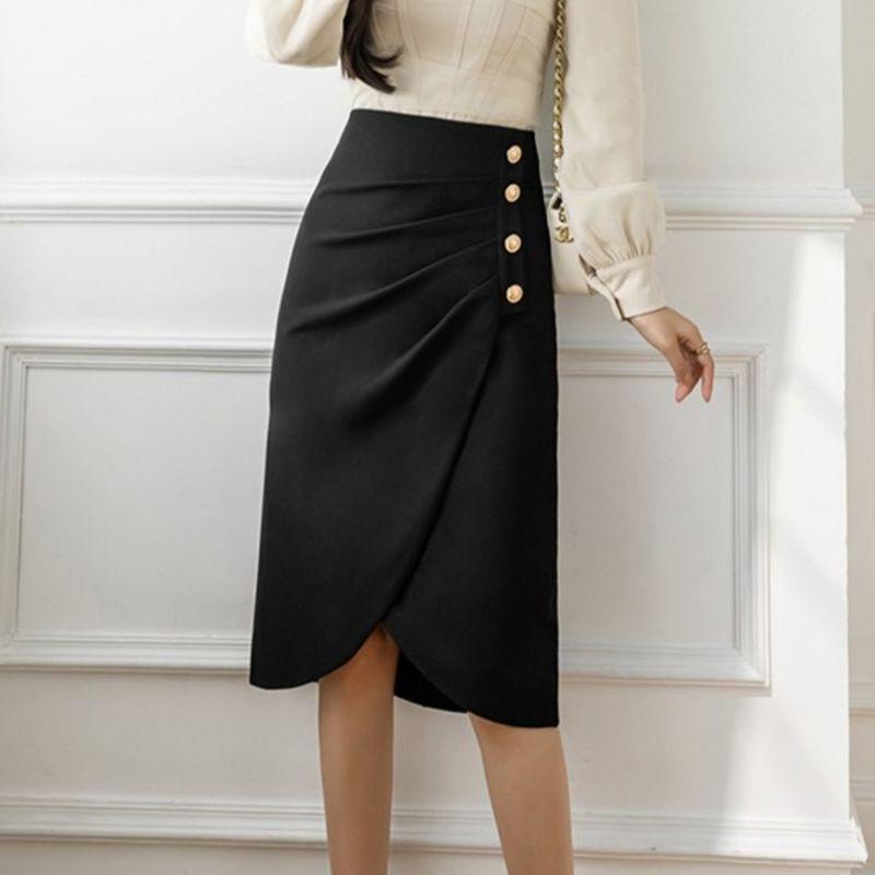 Fashionable Irregular Mid-length Skirt for Women in Spring New Temperament Sexy High Waist Hip-packing One-step Skirt