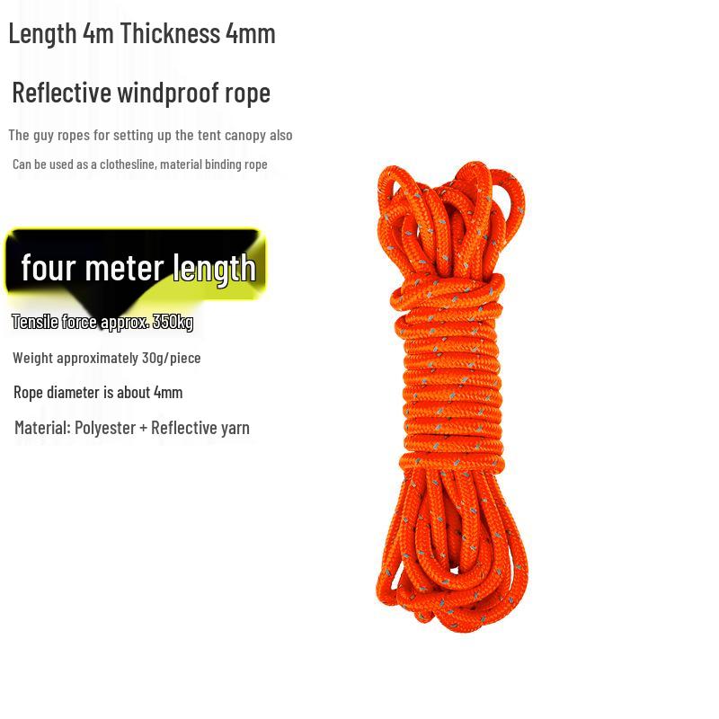 Reflective Wind Rope for Camping Tents - 4mm & 6mm Guy Rope
