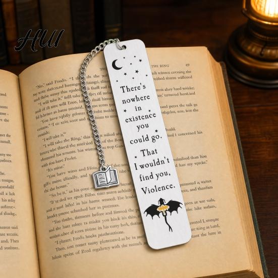 Elegant Metal Bookmark Pterosaur Bookmark, Stainless Steel Fourth Wing Design Page Marker with Dinosaur Black Tassel, Unique Literary Gift for