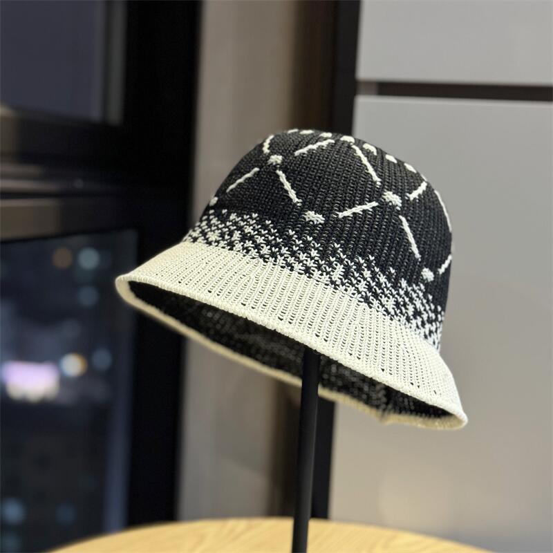 

New diamond-shaped straw sun hat for women, casual and versatile bucket hat, sun protection, makes the face look smaller, trendy sun hat Adult54-60Adjustable чёрный