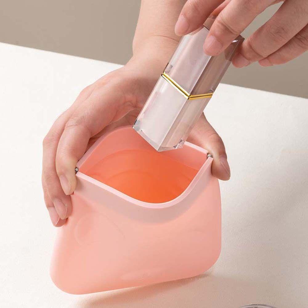 Solid Color Self-closing Lipstick Bag Cartoon Animal Mini Square Makeup Bag  Outdoor