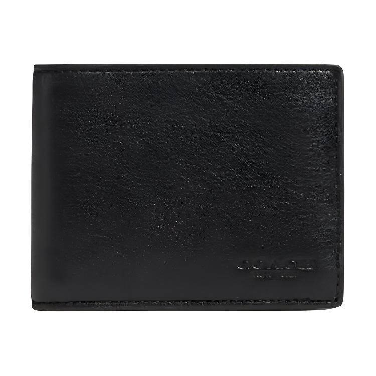 

Новый кошелек-бифолд COACH из телячьей кожи, держатель для карт, мужской кошелек, черный 97737-BLK 25.4*3.3*19.1CM