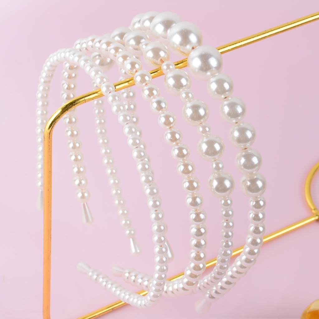 4-Piece Set of Fashionable and Simple Fairy-Like Pearl Headbands, Versatile Hair Accessories for Women, Suitable for Daily Casual Wear and D