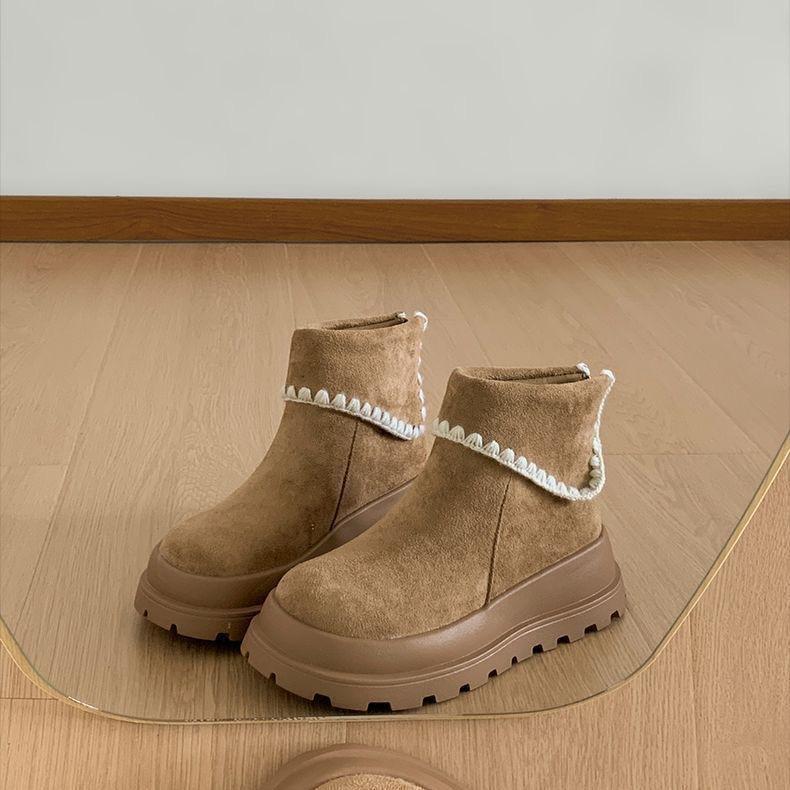 Snow boots velvet thick-soled Birkenstock short boots women's autumn and winter new small Maillard flip-top Martin boots