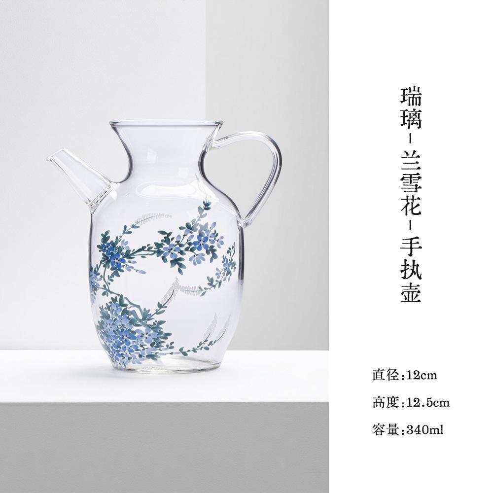 

340ml Orchid Glass Teapot Zen Tea Infuser Pot Household Tea Making Kettle With Ball Hole Tea Ceremony Accessories Gift Craft