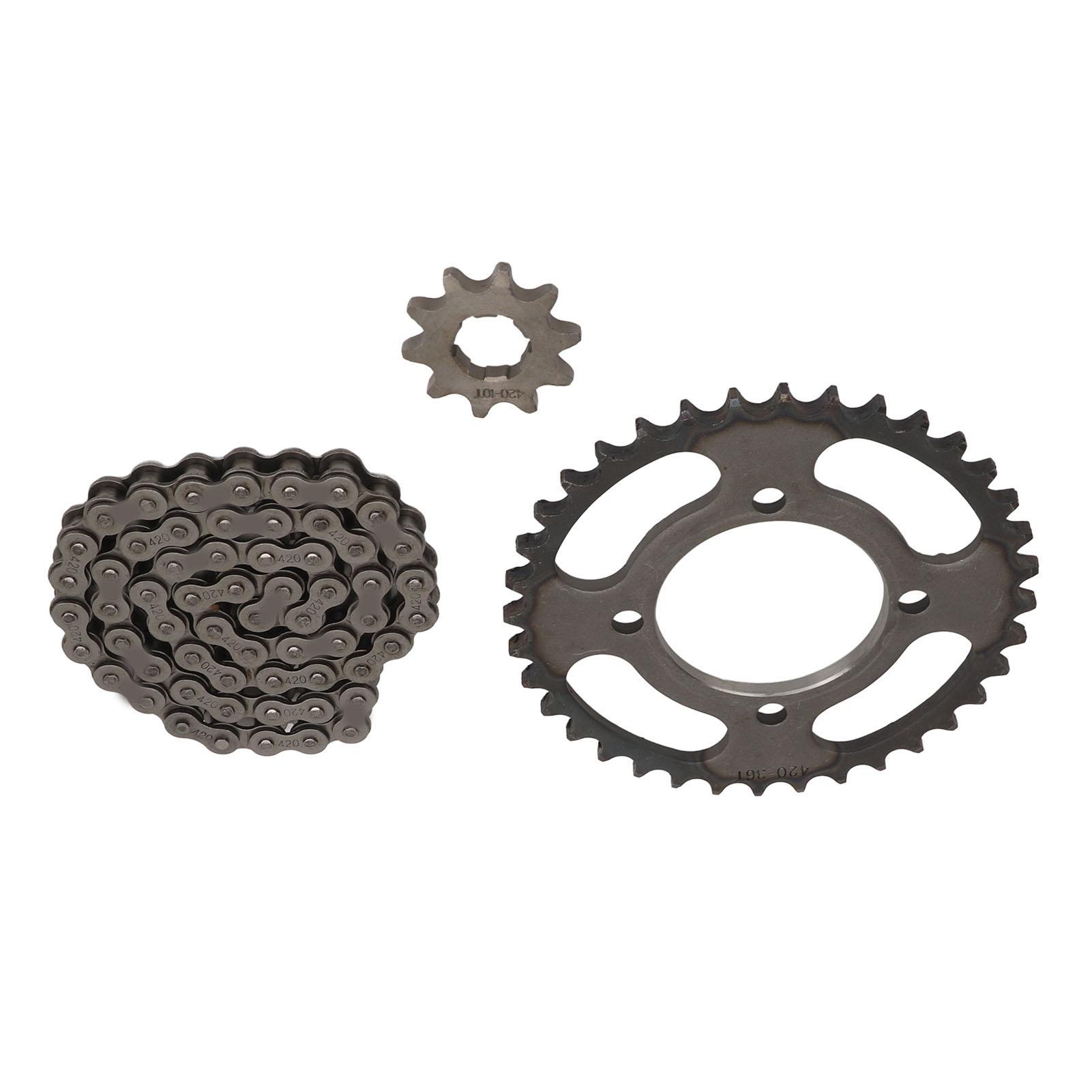 420 Chain Sprocket Set Steel 10T Front Motor Sprocket 36T Rear Chain Wheel Sprocket with 60 Link Drive Chain for DIY Scooter Motorcycle
