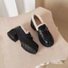 New British style thick-soled velvet autumn and winter small leather shoes fluffy warm cotton shoes