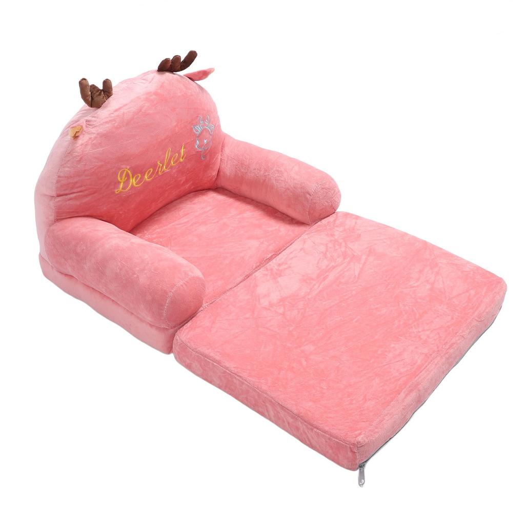 Foldable Sofa Cute Cartoon Shape Comfortable Multifunctional Kids Couch Fold Out for Home Kindergarten 2 Folds