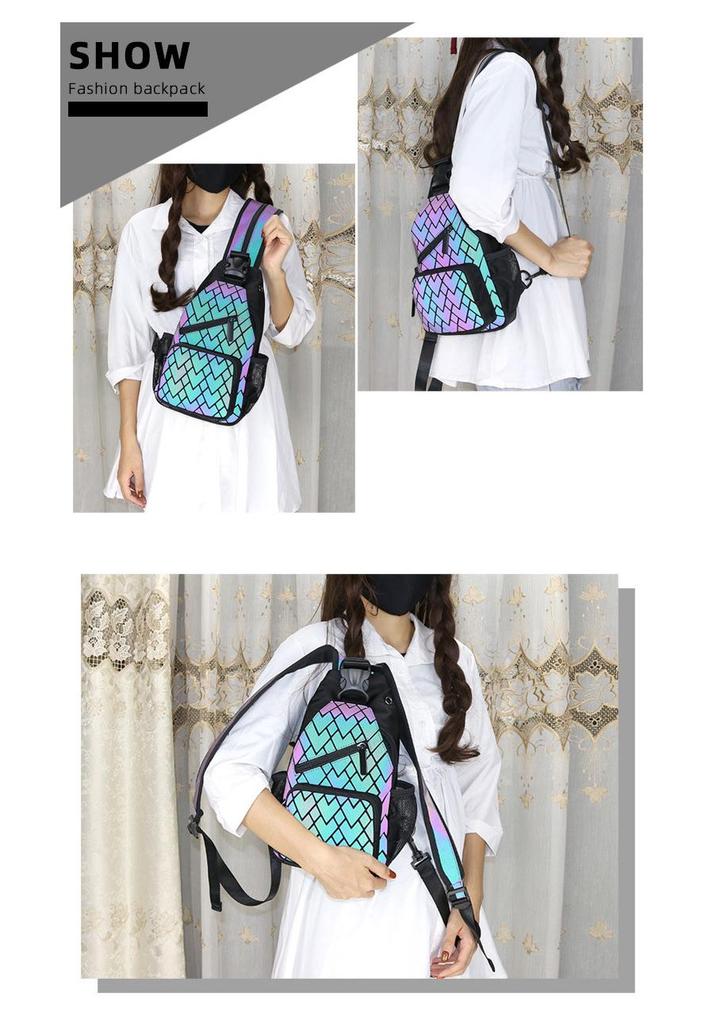 Vielseitiger Mini-Rucksack mit Diamantgittermuster: Multifunktionale Schulter-, Crossbody-, Hüft- und Brusttasche für High-School-Schülerinnen und Frauen.