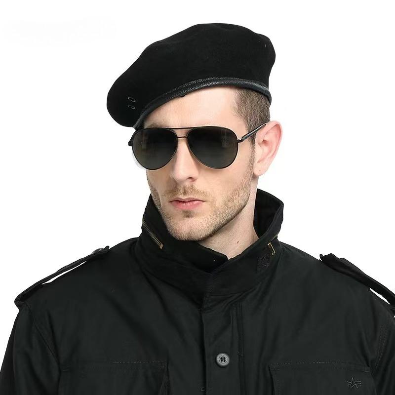 Béret adjustable unisexe en pure laine Grande taille Bérets militaires de l'armée Grande Tête Soldat Diable Hiver Chaud Large Chapeaux de Peintre S-XL 62cm