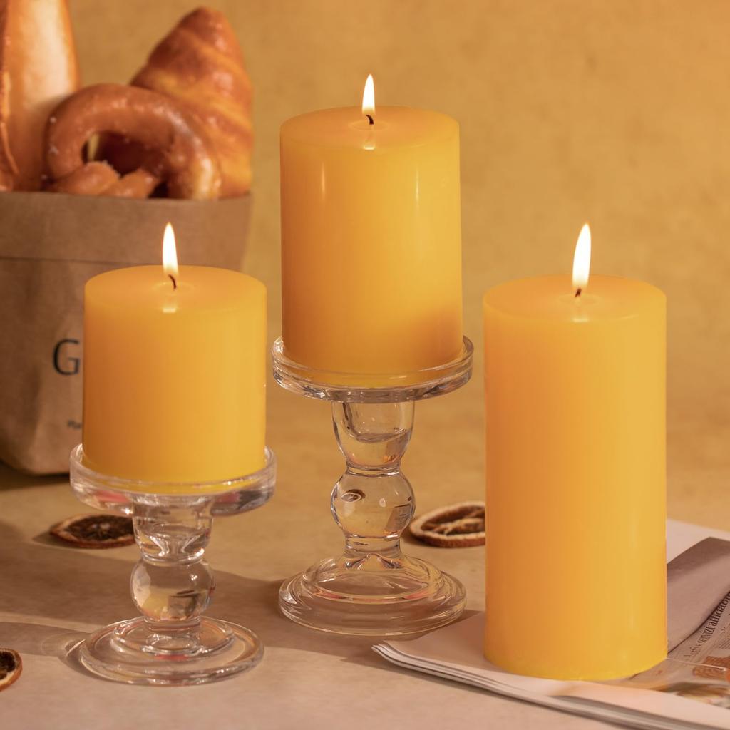 KAMMAK Stumpenkerzen, 3er-Set, 75 mm Durchmesser x 101,6 mm Höhe, Brenndauer: Ungefähr 117 Stunden, Duftlos