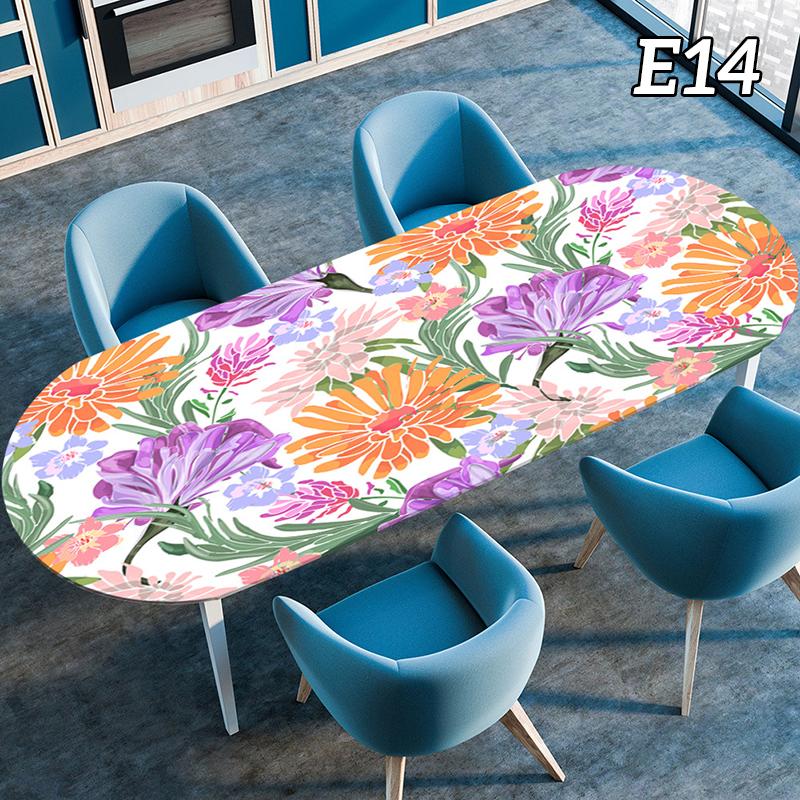 Oval Tablecloth Table Cover Waterproof Oil-Proof Elastic Kitchen Dining Room Wedding Party Table Cover Outdoor Picnic Camp Decor
